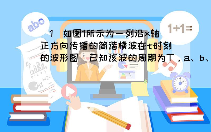 （1）如图1所示为一列沿x轴正方向传播的简谐横波在t时刻的波形图．已知该波的周期为T，a、b、c、d为沿波传播方向上的四