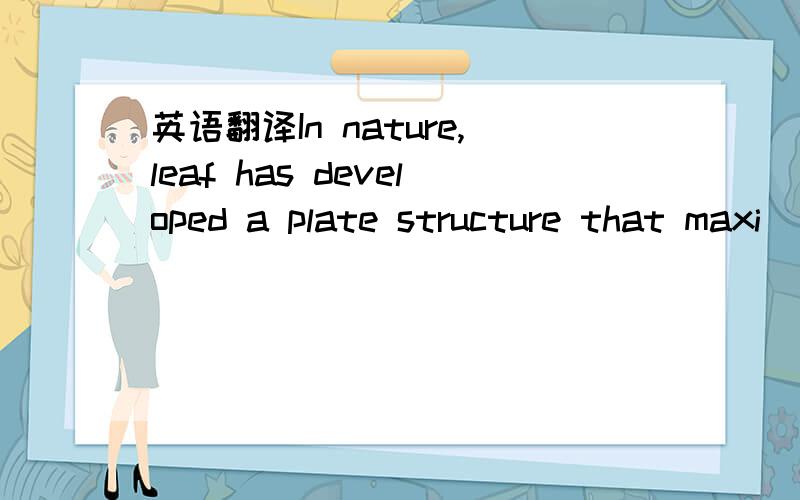 英语翻译In nature,leaf has developed a plate structure that maxi