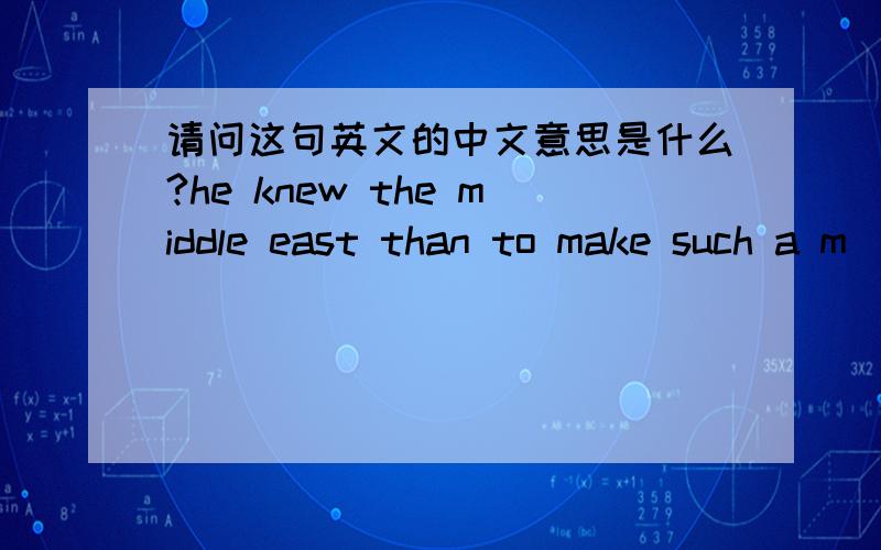 请问这句英文的中文意思是什么?he knew the middle east than to make such a m