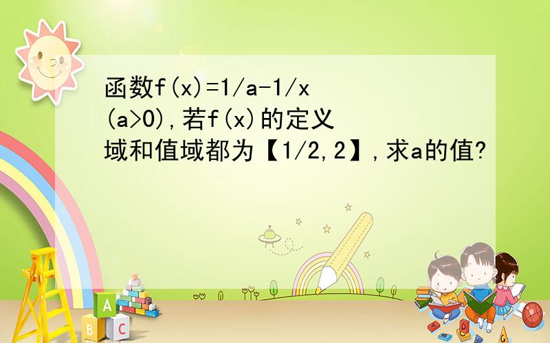 函数f(x)=1/a-1/x(a>0),若f(x)的定义域和值域都为【1/2,2】,求a的值?