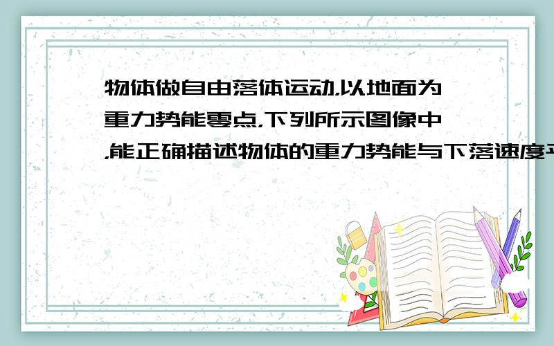 物体做自由落体运动，以地面为重力势能零点，下列所示图像中，能正确描述物体的重力势能与下落速度平方的关系的图像是