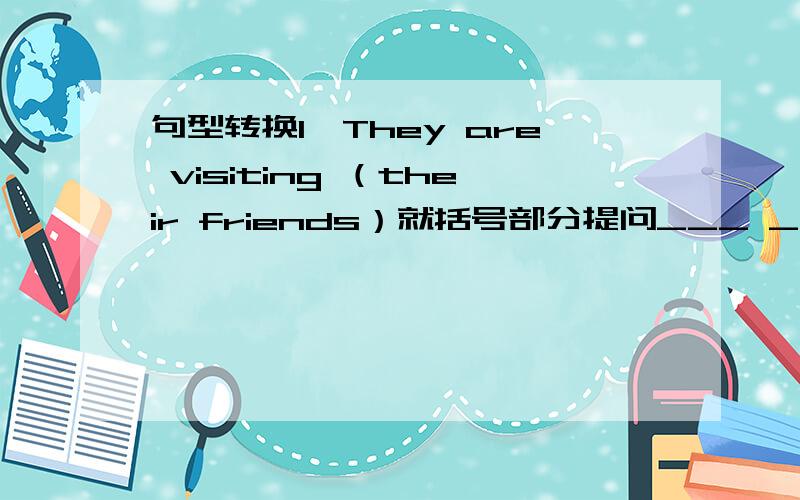 句型转换1,They are visiting （their friends）就括号部分提问___ _____ they