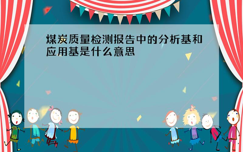 煤炭质量检测报告中的分析基和应用基是什么意思