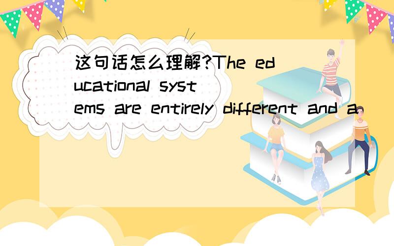 这句话怎么理解?The educational systems are entirely different and a