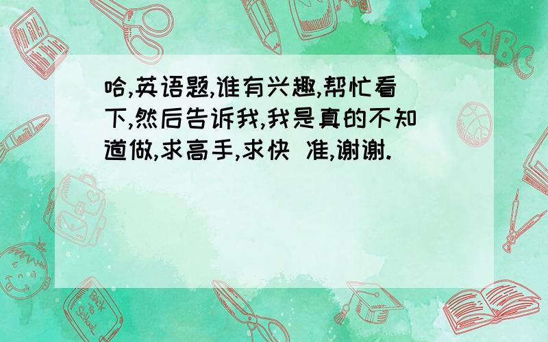 哈,英语题,谁有兴趣,帮忙看下,然后告诉我,我是真的不知道做,求高手,求快 准,谢谢.