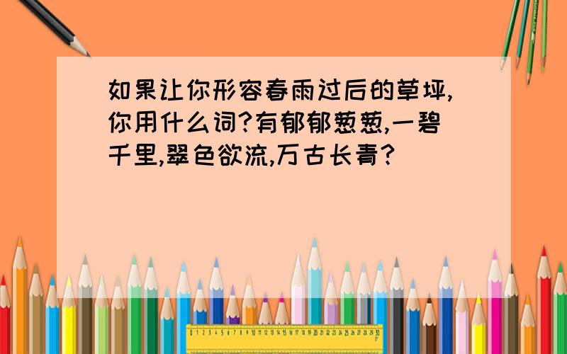 如果让你形容春雨过后的草坪,你用什么词?有郁郁葱葱,一碧千里,翠色欲流,万古长青?