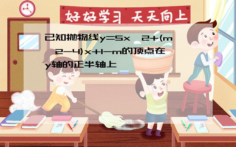 已知抛物线y=5x^2+(m^2-4)x+1-m的顶点在y轴的正半轴上