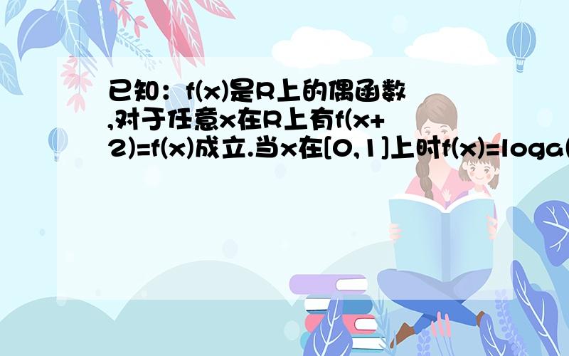 已知：f(x)是R上的偶函数,对于任意x在R上有f(x+2)=f(x)成立.当x在[0,1]上时f(x)=loga(2-