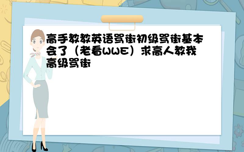 高手教教英语骂街初级骂街基本会了（老看WWE）求高人教我高级骂街