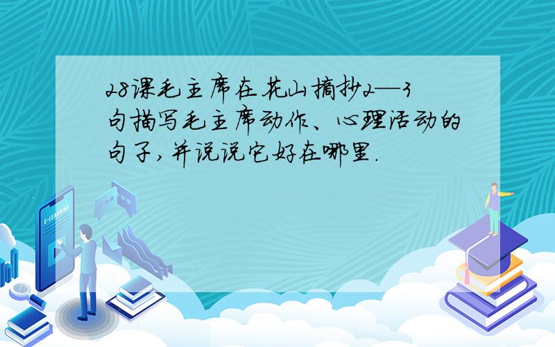 28课毛主席在花山摘抄2—3句描写毛主席动作、心理活动的句子,并说说它好在哪里.