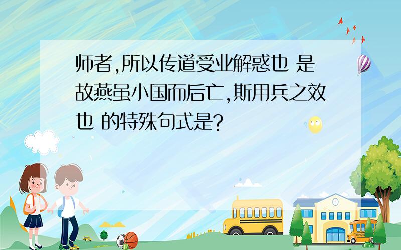 师者,所以传道受业解惑也 是故燕虽小国而后亡,斯用兵之效也 的特殊句式是?