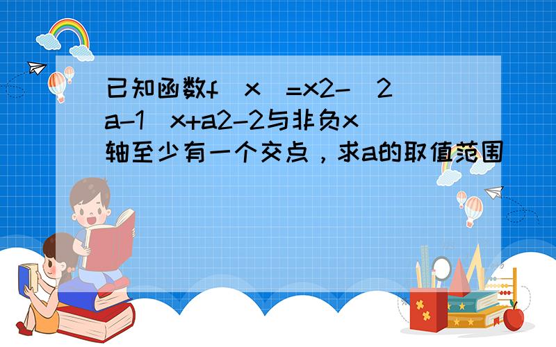 已知函数f（x）=x2-（2a-1）x+a2-2与非负x轴至少有一个交点，求a的取值范围．