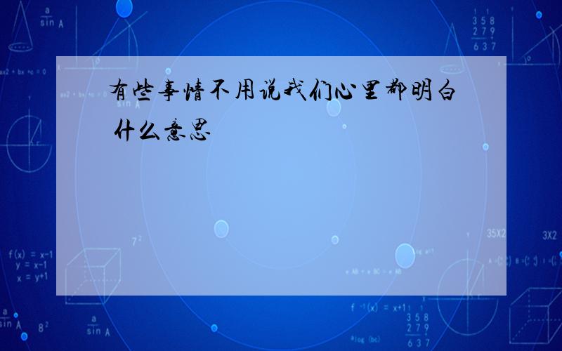 有些事情不用说我们心里都明白 什么意思