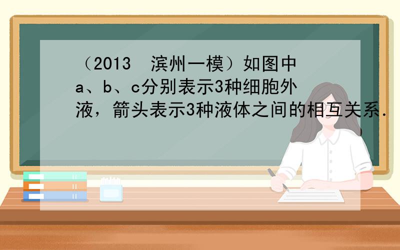 （2013•滨州一模）如图中a、b、c分别表示3种细胞外液，箭头表示3种液体之间的相互关系．下列叙述正确的是（　　）