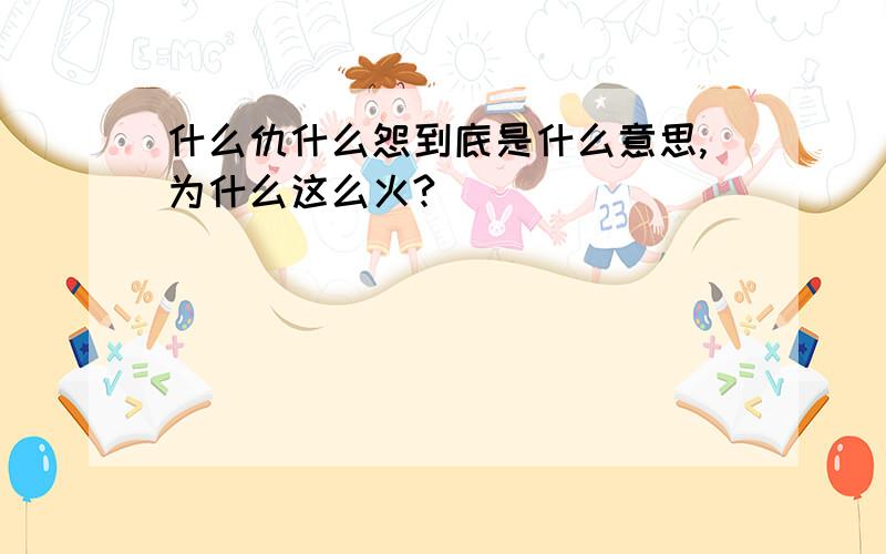 什么仇什么怨到底是什么意思,为什么这么火?