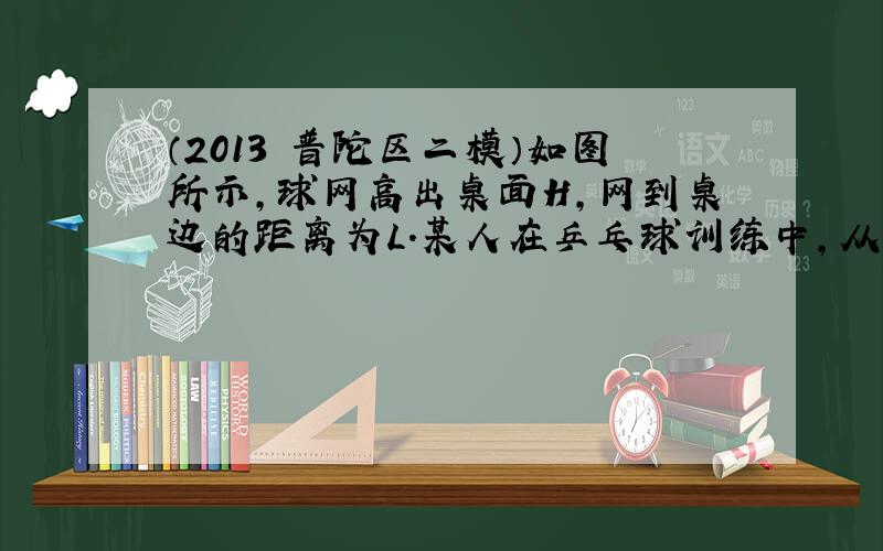 （2013•普陀区二模）如图所示，球网高出桌面H，网到桌边的距离为L．某人在乒乓球训练中，从左侧L2处，将球沿垂直于网的