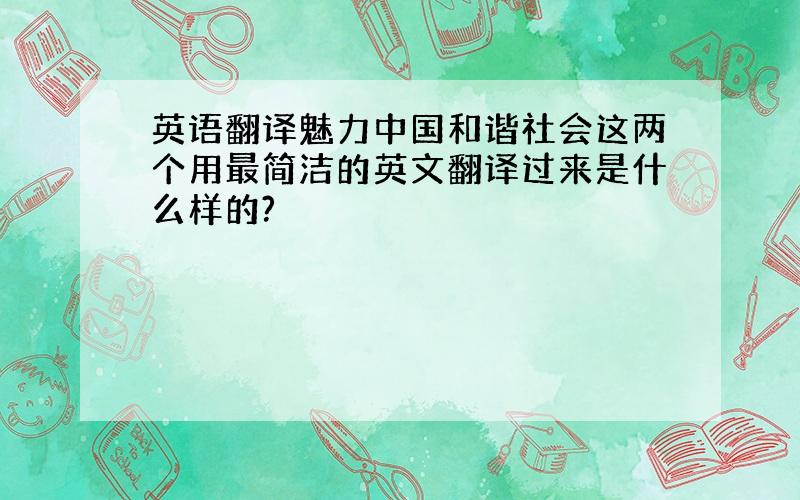 英语翻译魅力中国和谐社会这两个用最简洁的英文翻译过来是什么样的?