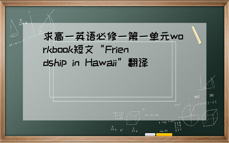 求高一英语必修一第一单元workbook短文“Friendship in Hawaii”翻译