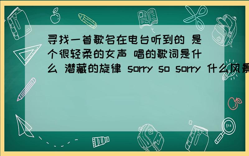 寻找一首歌名在电台听到的 是个很轻柔的女声 唱的歌词是什么 潜藏的旋律 sorry so sorry 什么风景 什么旋律