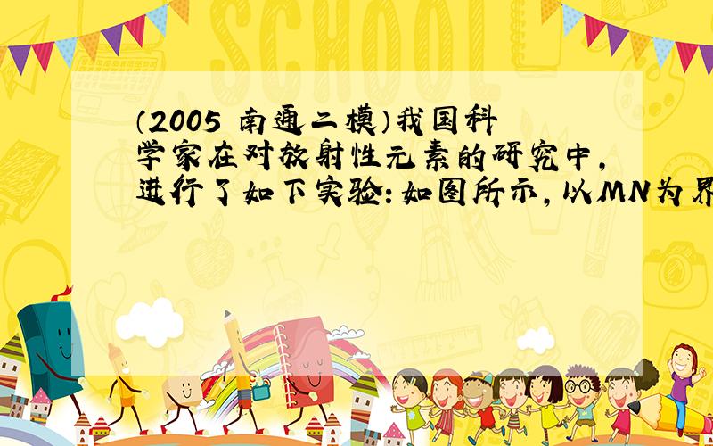 （2005•南通二模）我国科学家在对放射性元素的研究中，进行了如下实验：如图所示，以MN为界，左、右两边分别是磁感应强度