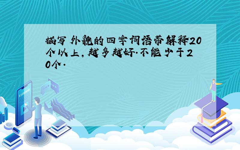 描写外貌的四字词语带解释20个以上,越多越好.不能少于20个.