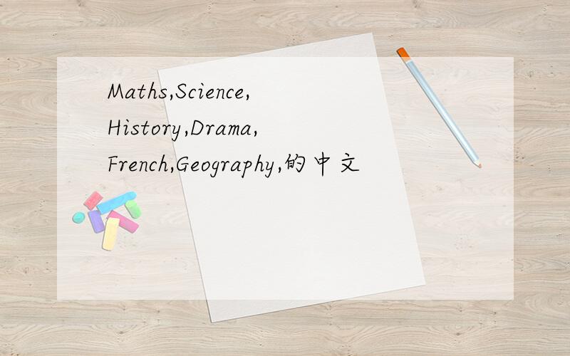 Maths,Science,History,Drama,French,Geography,的中文