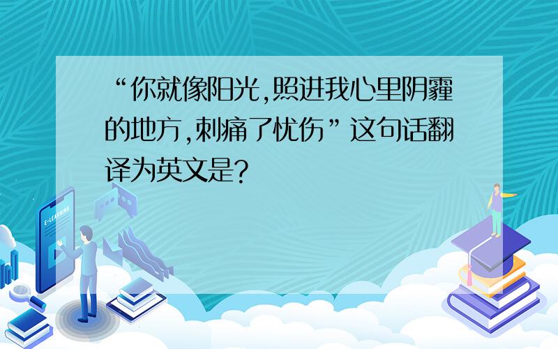 “你就像阳光,照进我心里阴霾的地方,刺痛了忧伤”这句话翻译为英文是?