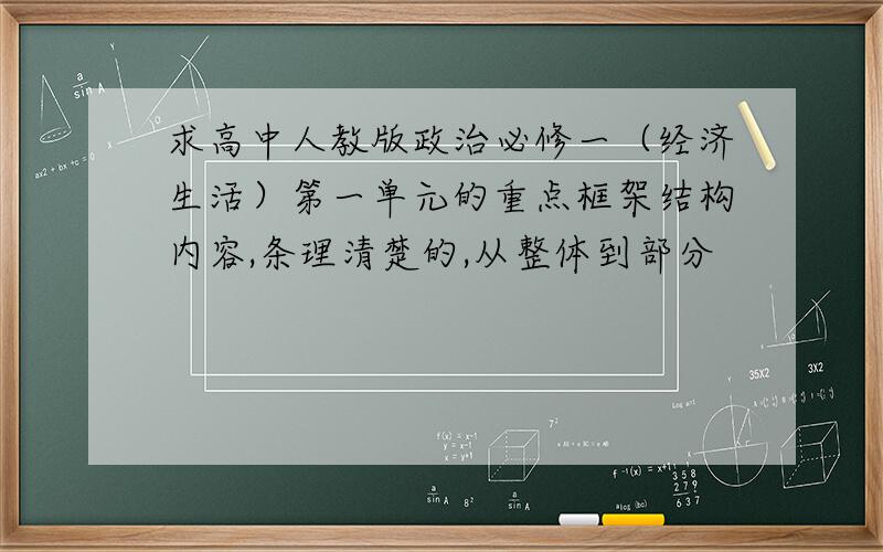 求高中人教版政治必修一（经济生活）第一单元的重点框架结构内容,条理清楚的,从整体到部分