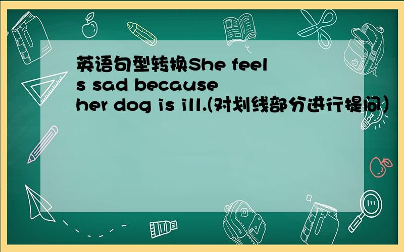 英语句型转换She feels sad because her dog is ill.(对划线部分进行提问）【划线部分为