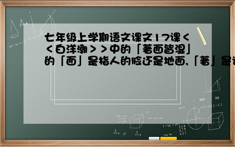 七年级上学期语文课文17课＜＜白洋潮＞＞中的「著面皆湿」的「面」是指人的脸还是地面,「著」是读zhuo 还是zhu?为什