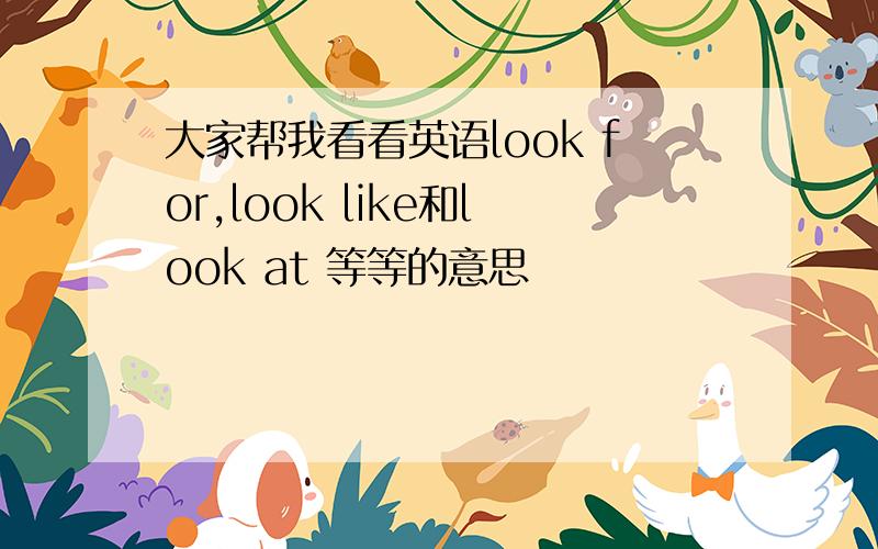 大家帮我看看英语look for,look like和look at 等等的意思