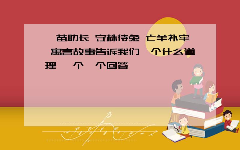 揠苗助长 守株待兔 亡羊补牢 寓言故事告诉我们一个什么道理 一个一个回答,