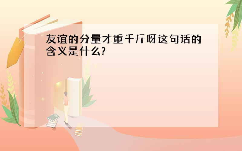 友谊的分量才重千斤呀这句话的含义是什么?