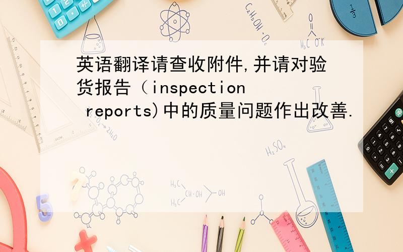 英语翻译请查收附件,并请对验货报告（inspection reports)中的质量问题作出改善.