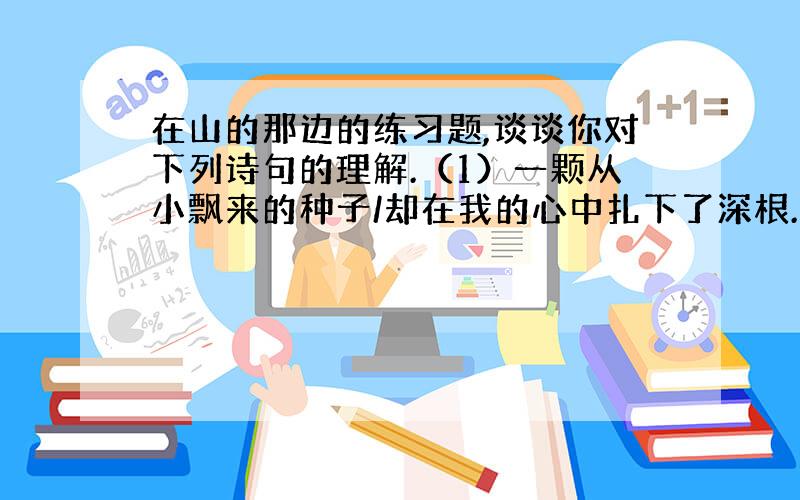 在山的那边的练习题,谈谈你对下列诗句的理解.（1）一颗从小飘来的种子/却在我的心中扎下了深根.（2）在一瞬间照亮你的眼睛