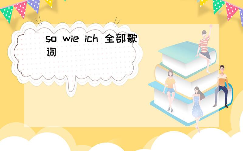 so wie ich 全部歌词