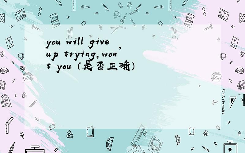 you will give up trying,won't you （是否正确）