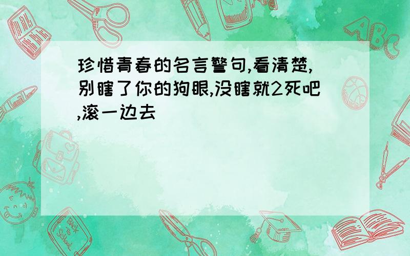 珍惜青春的名言警句,看清楚,别瞎了你的狗眼,没瞎就2死吧,滚一边去