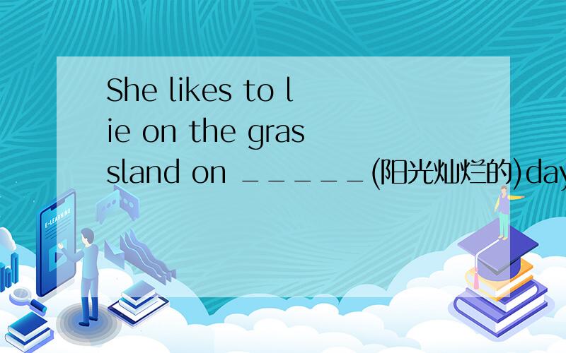 She likes to lie on the grassland on _____(阳光灿烂的)days.