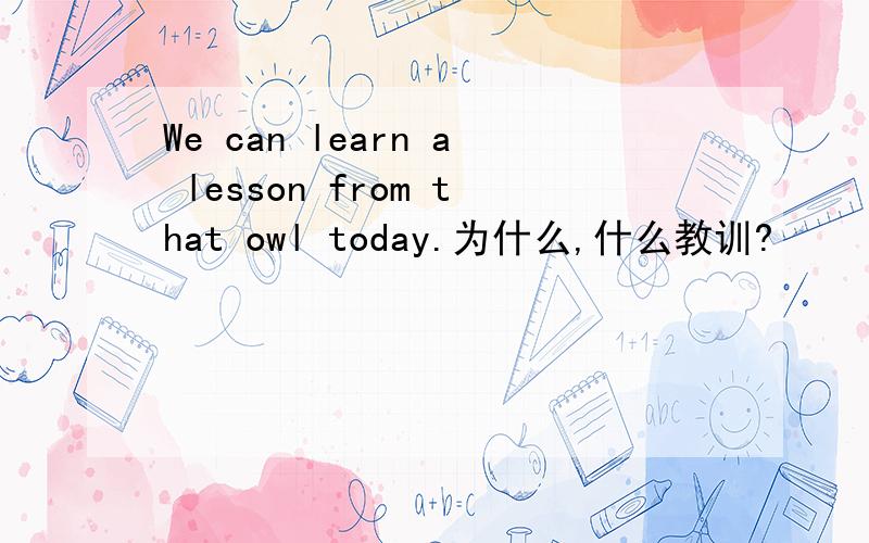 We can learn a lesson from that owl today.为什么,什么教训?