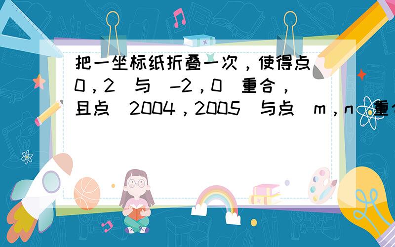 把一坐标纸折叠一次，使得点（0，2）与（-2，0）重合，且点（2004，2005）与点（m，n）重合，则m-n的值为__