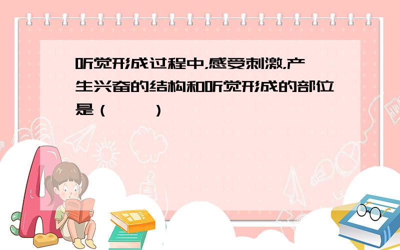 听觉形成过程中，感受刺激，产生兴奋的结构和听觉形成的部位是（　　）