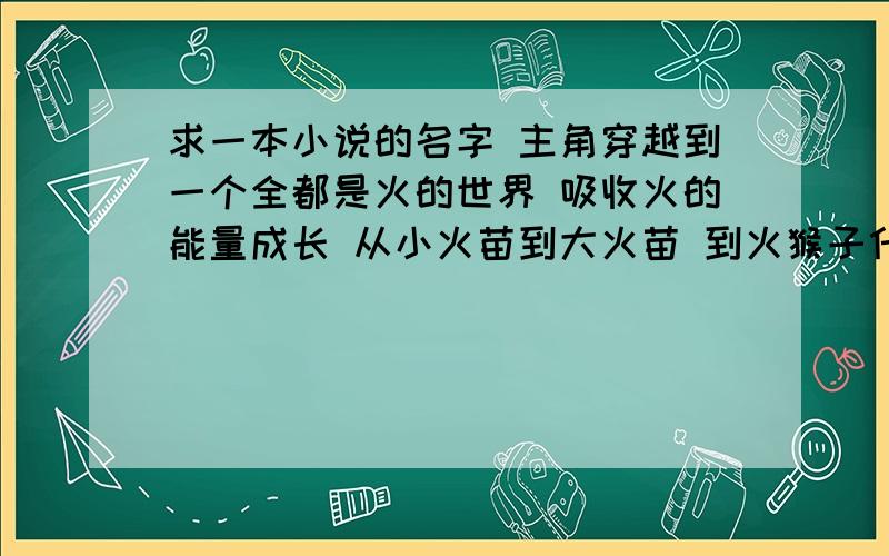 求一本小说的名字 主角穿越到一个全都是火的世界 吸收火的能量成长 从小火苗到大火苗 到火猴子什么的