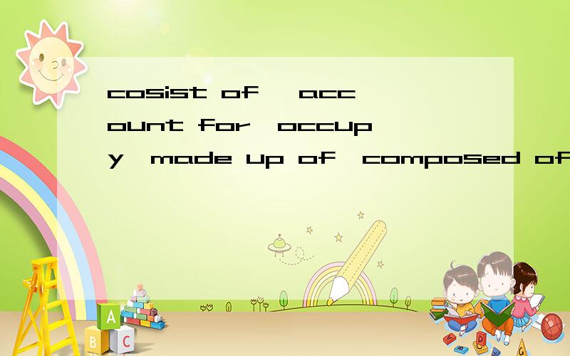 cosist of ,account for,occupy,made up of,composed of这5个是同一个意