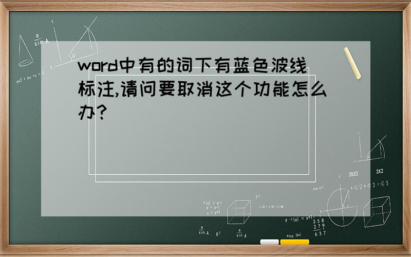 word中有的词下有蓝色波线标注,请问要取消这个功能怎么办?