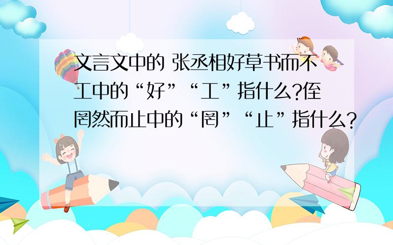 文言文中的 张丞相好草书而不工中的“好”“工”指什么?侄罔然而止中的“罔”“止”指什么?