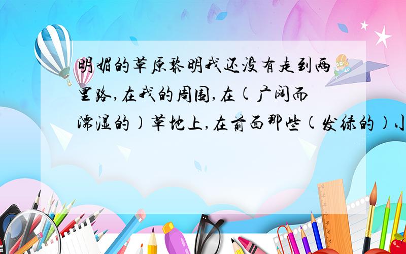 明媚的草原黎明我还没有走到两里路,在我的周围,在(广阔而濡湿的)草地上,在前面那些(发绿的)小丘上,从树林到树林,在后面