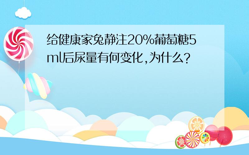 给健康家兔静注20%葡萄糖5ml后尿量有何变化,为什么?