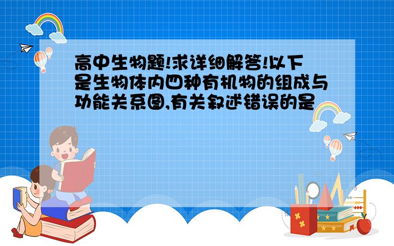 高中生物题!求详细解答!以下是生物体内四种有机物的组成与功能关系图,有关叙述错误的是