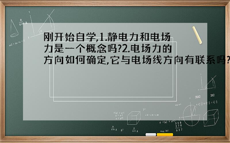 刚开始自学,1.静电力和电场力是一个概念吗?2.电场力的方向如何确定,它与电场线方向有联系吗?（比如一正点电荷A产生的电